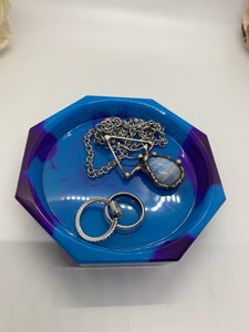 Blue and Purple Swirl Octagon Dish