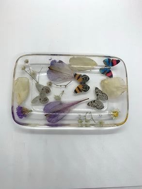 Flower and Butterfly Rectangle Trinket Dish