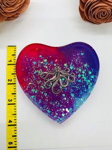 Octopus Glitter Heart With Stand