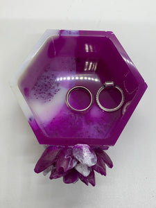 Purple & White  with Lotus Trinket Dish