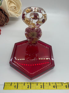 Red Gold and Rose Triple Moon Goddess Jewelry Dish