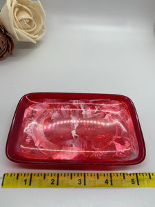Red and White Marble Rectangle Trinket Dish